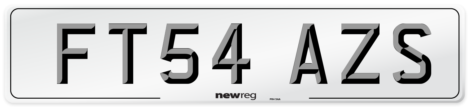 FT54 AZS Number Plate from New Reg